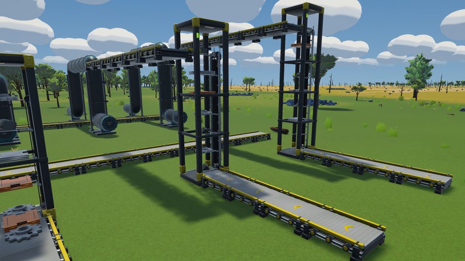 Cargo lifts carrying belts up to raised levels
